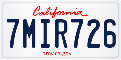 CA license plate 7MIR726
