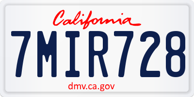 CA license plate 7MIR728