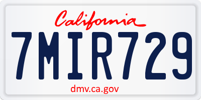 CA license plate 7MIR729