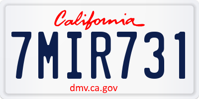 CA license plate 7MIR731