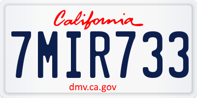 CA license plate 7MIR733