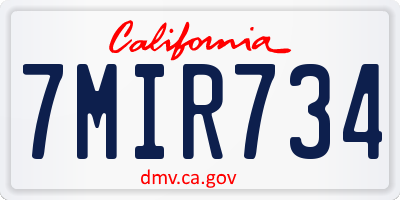 CA license plate 7MIR734
