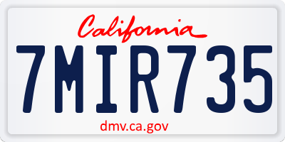 CA license plate 7MIR735