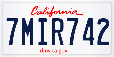 CA license plate 7MIR742