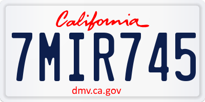 CA license plate 7MIR745