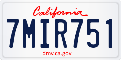 CA license plate 7MIR751