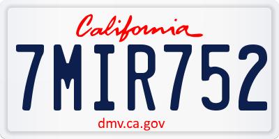 CA license plate 7MIR752