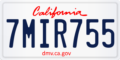 CA license plate 7MIR755
