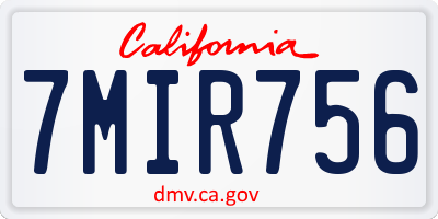 CA license plate 7MIR756