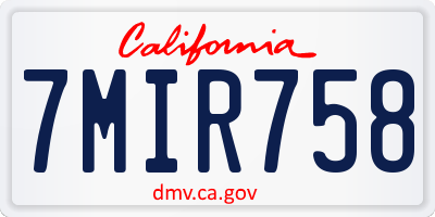 CA license plate 7MIR758