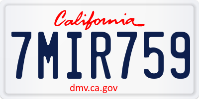 CA license plate 7MIR759