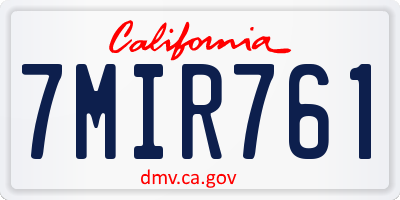 CA license plate 7MIR761