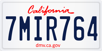 CA license plate 7MIR764