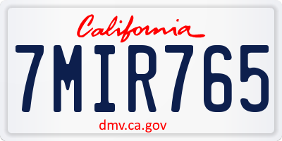 CA license plate 7MIR765