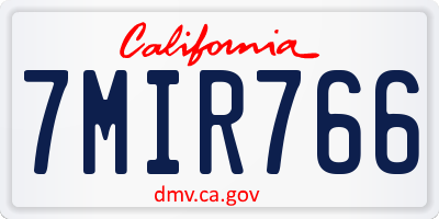 CA license plate 7MIR766