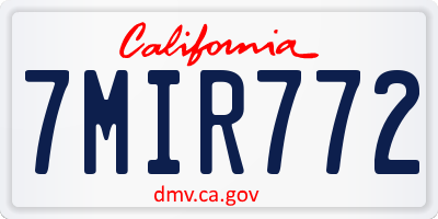 CA license plate 7MIR772
