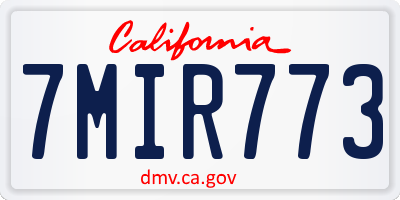 CA license plate 7MIR773