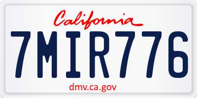 CA license plate 7MIR776