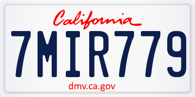 CA license plate 7MIR779