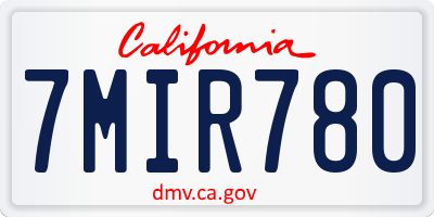 CA license plate 7MIR780