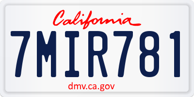 CA license plate 7MIR781