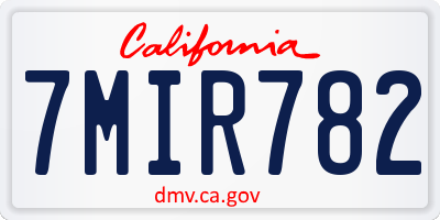 CA license plate 7MIR782