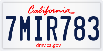 CA license plate 7MIR783