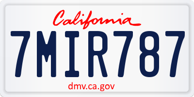 CA license plate 7MIR787