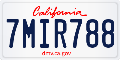 CA license plate 7MIR788