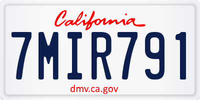 CA license plate 7MIR791