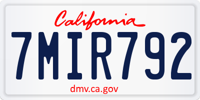 CA license plate 7MIR792
