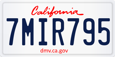 CA license plate 7MIR795
