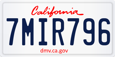 CA license plate 7MIR796