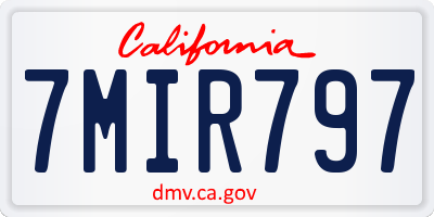 CA license plate 7MIR797