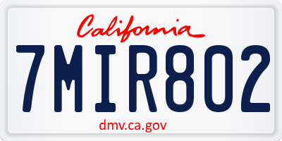 CA license plate 7MIR802