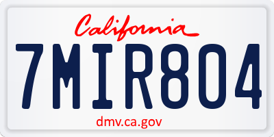 CA license plate 7MIR804