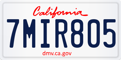 CA license plate 7MIR805