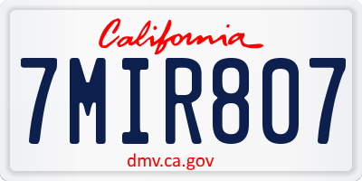 CA license plate 7MIR807
