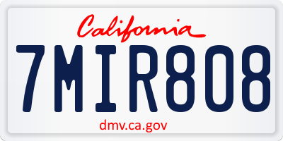 CA license plate 7MIR808
