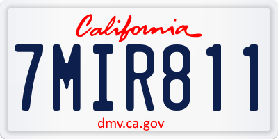 CA license plate 7MIR811