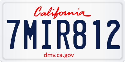 CA license plate 7MIR812
