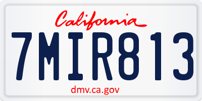 CA license plate 7MIR813