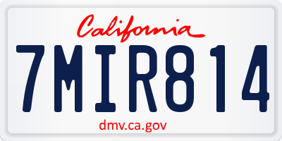 CA license plate 7MIR814