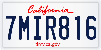 CA license plate 7MIR816