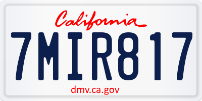 CA license plate 7MIR817