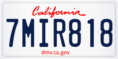 CA license plate 7MIR818
