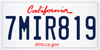 CA license plate 7MIR819