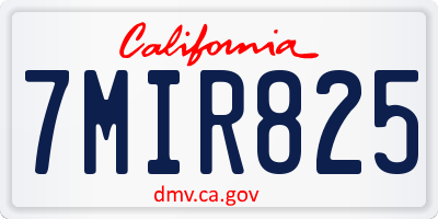 CA license plate 7MIR825
