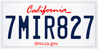 CA license plate 7MIR827