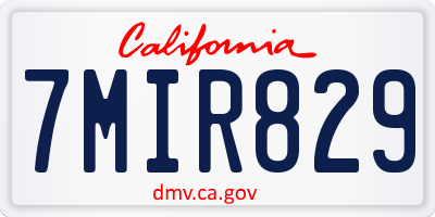 CA license plate 7MIR829
